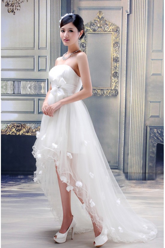 A-Line High Low Strapless Wedding Dresses 2031553