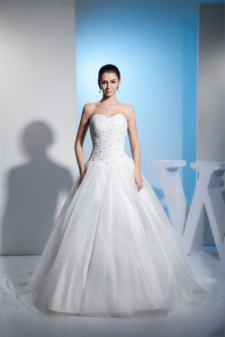 A-Line Beaded Lace Strapless Wedding Dresses 2030156