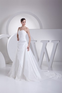 A-Line Strapless Taffeta Sleeveless Wedding Dresses 2030157