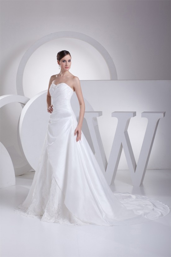 A-Line Strapless Taffeta Sleeveless Wedding Dresses 2030157 A-Line Strapless Taffeta Sleeveless Wedding Dresses 2030157