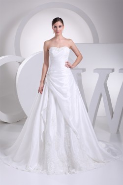 A-Line Strapless Taffeta Sleeveless Wedding Dresses 2030157