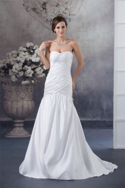 Great A-Line Satin Sleeveless Sweetheart Best Wedding Dresses 2030158