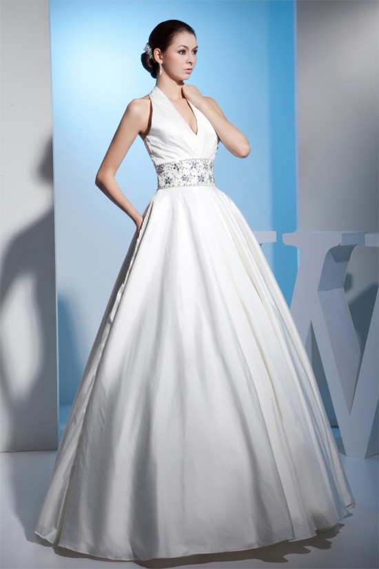 A-Line Halter Sleeveless Satin Taffeta Wedding Dresses 2030160 A-Line Halter Sleeveless Satin Taffeta Wedding Dresses 2030160