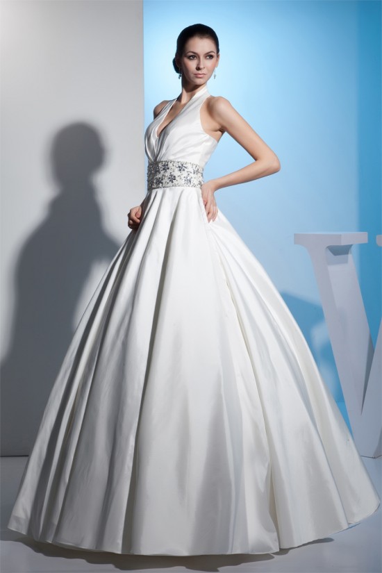 A-Line Halter Sleeveless Satin Taffeta Wedding Dresses 2030160 A-Line Halter Sleeveless Satin Taffeta Wedding Dresses 2030160