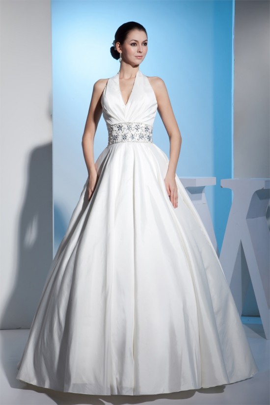 A-Line Halter Sleeveless Satin Taffeta Wedding Dresses 2030160 A-Line Halter Sleeveless Satin Taffeta Wedding Dresses 2030160