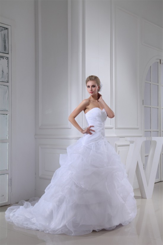 Great Sleeveless Sweetheart Satin Lace Organza Best Wedding Dresses 2030165