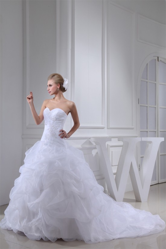 Great Sleeveless Sweetheart Satin Lace Organza Best Wedding Dresses 2030165