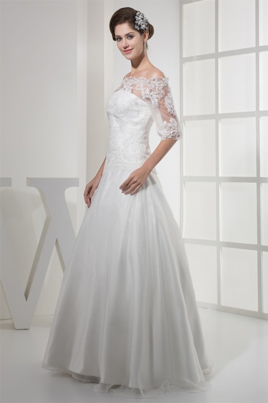 A-Line Off-the-Shoulder Half Elbow Sleeve Floor-Length Sweet Wedding Dresses 2030169 A-Line Off-the-Shoulder Half Elbow Sleeve Floor-Length Sweet Wedding Dresses 2030169