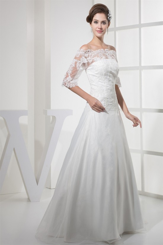 A-Line Off-the-Shoulder Half Elbow Sleeve Floor-Length Sweet Wedding Dresses 2030169 A-Line Off-the-Shoulder Half Elbow Sleeve Floor-Length Sweet Wedding Dresses 2030169