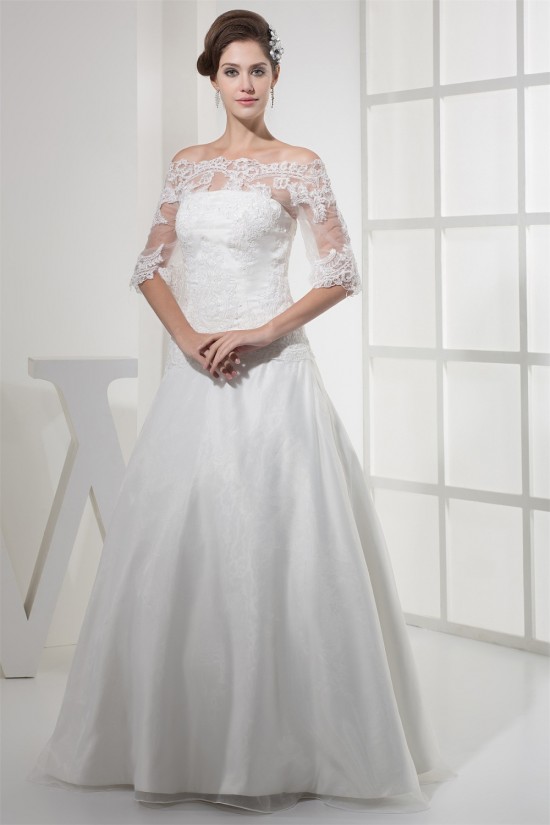 A-Line Off-the-Shoulder Half Elbow Sleeve Floor-Length Sweet Wedding Dresses 2030169 A-Line Off-the-Shoulder Half Elbow Sleeve Floor-Length Sweet Wedding Dresses 2030169