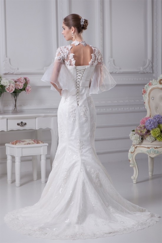 High-Neck Mermaid/Trumpet Half Elbow Sleeve Most Beautiful Wedding Dresses 2030174 High-Neck Mermaid/Trumpet Half Elbow Sleeve Most Beautiful Wedding Dresses 2030174