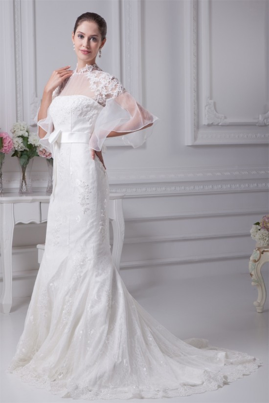High-Neck Mermaid/Trumpet Half Elbow Sleeve Most Beautiful Wedding Dresses 2030174 High-Neck Mermaid/Trumpet Half Elbow Sleeve Most Beautiful Wedding Dresses 2030174