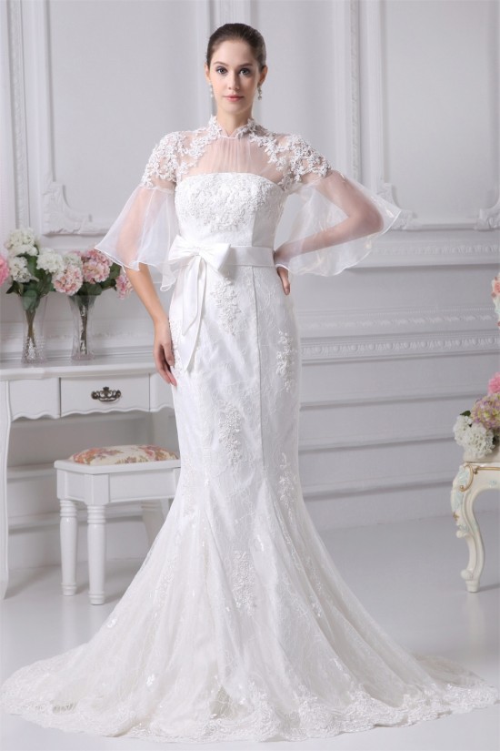 High-Neck Mermaid/Trumpet Half Elbow Sleeve Most Beautiful Wedding Dresses 2030174 High-Neck Mermaid/Trumpet Half Elbow Sleeve Most Beautiful Wedding Dresses 2030174