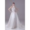 A-Line High-Neck Satin Lace Wedding Dresses 2030175