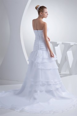 A-Line Chapel Train Strapless Wedding Dresses 2030181