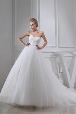 Ball Gown Sweetheart Lace Fine Netting Wedding Dresses 2030184