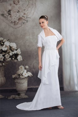 Trumpet/Mermaid Taffeta Lace Strapless Beaded Wedding Dresses 2030185