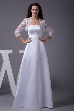 A-Line Strapless Lace Satin Wedding Dresses 2030187