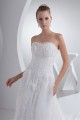 A-Line Strapless Chapel Train Lace Wedding Dresses 2030192