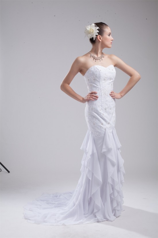 Sheath/Column Chiffon Lace Beaded Sweetheart Sweet Wedding Dresses 2030194 Sheath/Column Chiffon Lace Beaded Sweetheart Sweet Wedding Dresses 2030194