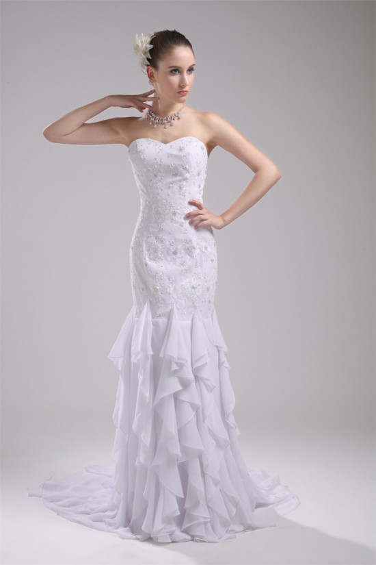 Sheath/Column Chiffon Lace Beaded Sweetheart Sweet Wedding Dresses 2030194 Sheath/Column Chiffon Lace Beaded Sweetheart Sweet Wedding Dresses 2030194