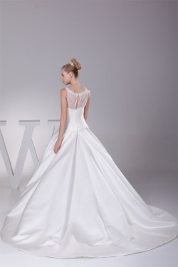 Ball Gown Satin Lace Sleeveless Strapless Wedding Dresses 2030195
