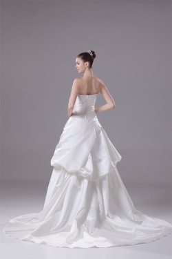 A-Line Sleeveless Satin Strapless Wedding Dresses 2030197