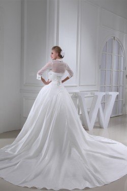 Ball Gown Long Sleeve High-Neck Chapel Train Wedding Dresses 2030200