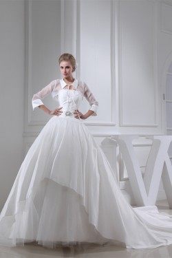 Ball Gown Long Sleeve High-Neck Chapel Train Wedding Dresses 2030200