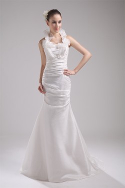 Mermaid/Trumpet Halter Taffeta Wedding Dresses 2030202