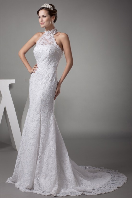 Mermaid/Trumpet Satin Beaded Lace Fine Netting Wedding Dresses 2030203 Mermaid/Trumpet Satin Beaded Lace Fine Netting Wedding Dresses 2030203
