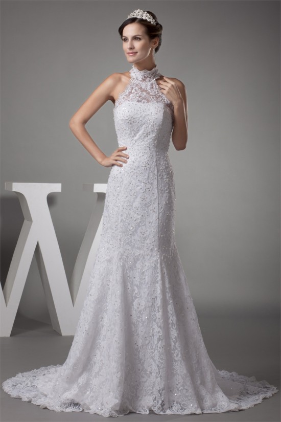 Mermaid/Trumpet Satin Beaded Lace Fine Netting Wedding Dresses 2030203 Mermaid/Trumpet Satin Beaded Lace Fine Netting Wedding Dresses 2030203