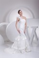 Mermaid/Trumpet Satin Organza One-Shoulder Lace Wedding Dresses 2030205
