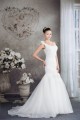 Mermaid/Trumpet Sleeveless Satin Organza One-Shoulder Wedding Dresses 2030208