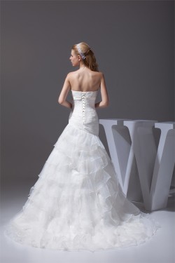 Mermaid/Trumpet Sleeveless Strapless Satin Organza Wedding Dresses 2030210