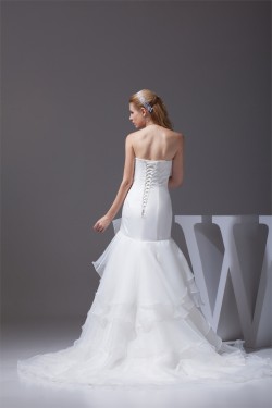 Mermaid/Trumpet Sleeveless Strapless Satin Organza Wedding Dresses 2030211