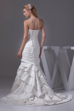 Mermaid/Trumpet Strapless Satin Sleeveless Wedding Dresses 2030213