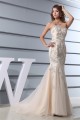 Mermaid/Trumpet Strapless Sleeveless Beaded Sequins Satin Organza Wedding Dresses 2030215