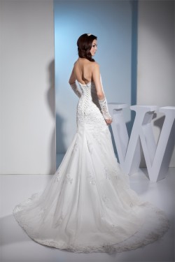 Mermaid/Trumpet Sweetheart Sleeveless Satin Lace Wedding Dresses 2030217