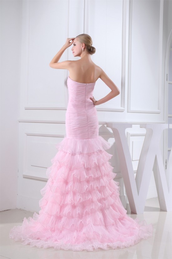 Mermaid/Trumpet Sweetheart Sleeveless Satin Organza Sweet Pink Wedding Dresses 2030218 Mermaid/Trumpet Sweetheart Sleeveless Satin Organza Sweet Pink Wedding Dresses 2030218