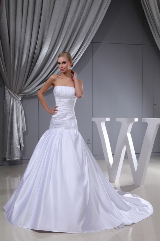 A-Line Sleeveless Square Satin Wedding Dresses 2030221 A-Line Sleeveless Square Satin Wedding Dresses 2030221