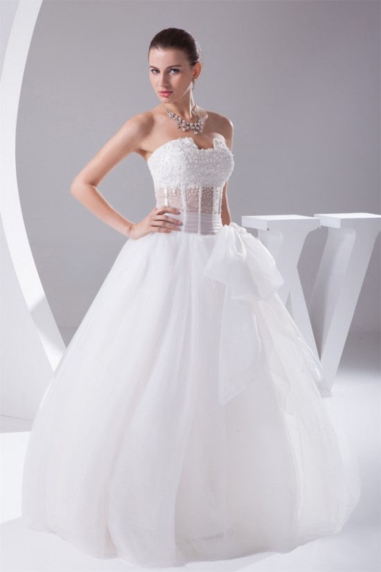 Ball Beaded Lace Strapless Satin Fine Netting Wedding Dresses 2030223 Ball Beaded Lace Strapless Satin Fine Netting Wedding Dresses 2030223