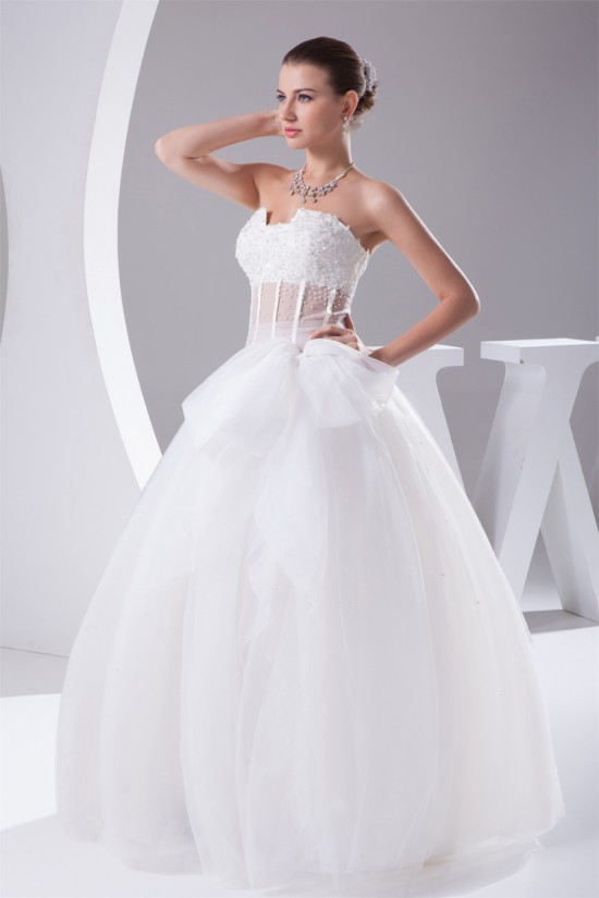 Ball Beaded Lace Strapless Satin Fine Netting Wedding Dresses 2030223 Ball Beaded Lace Strapless Satin Fine Netting Wedding Dresses 2030223