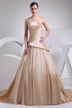 A-Line Strapless Sleeveless Beaded Lace Wedding Dresses 2030224