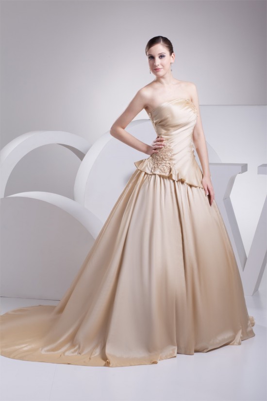 A-Line Strapless Sleeveless Beaded Lace Wedding Dresses 2030224 A-Line Strapless Sleeveless Beaded Lace Wedding Dresses 2030224