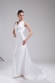 New Design V-Neck Sleeveless Sheath/Column Satin Sweet Wedding Dresses 2030226