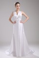 New Design V-Neck Sleeveless Sheath/Column Satin Sweet Wedding Dresses 2030226