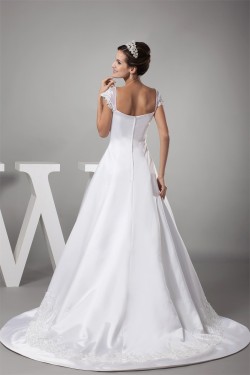 A-Line Cap Sleeve Beaded Lace Sweet Wedding Dresses 2030229