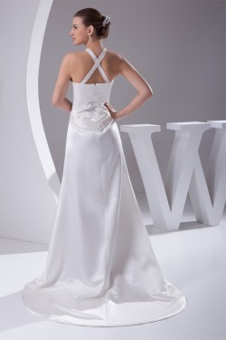 New Style Halter A-Line Sleeveless Satin New Arrival Wedding Dresses 2030230