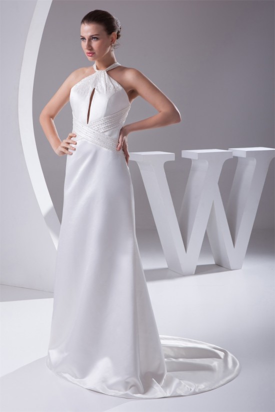 New Style Halter A-Line Sleeveless Satin New Arrival Wedding Dresses 2030230 New Style Halter A-Line Sleeveless Satin New Arrival Wedding Dresses 2030230
